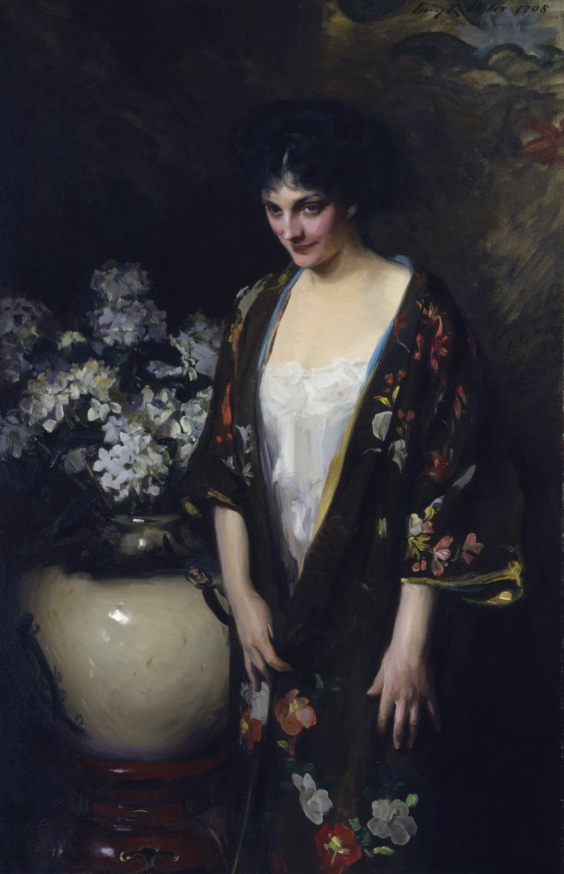 Hnědé kimono (Portrét Kathryn Beta la Forque) od Irving R. Wiles