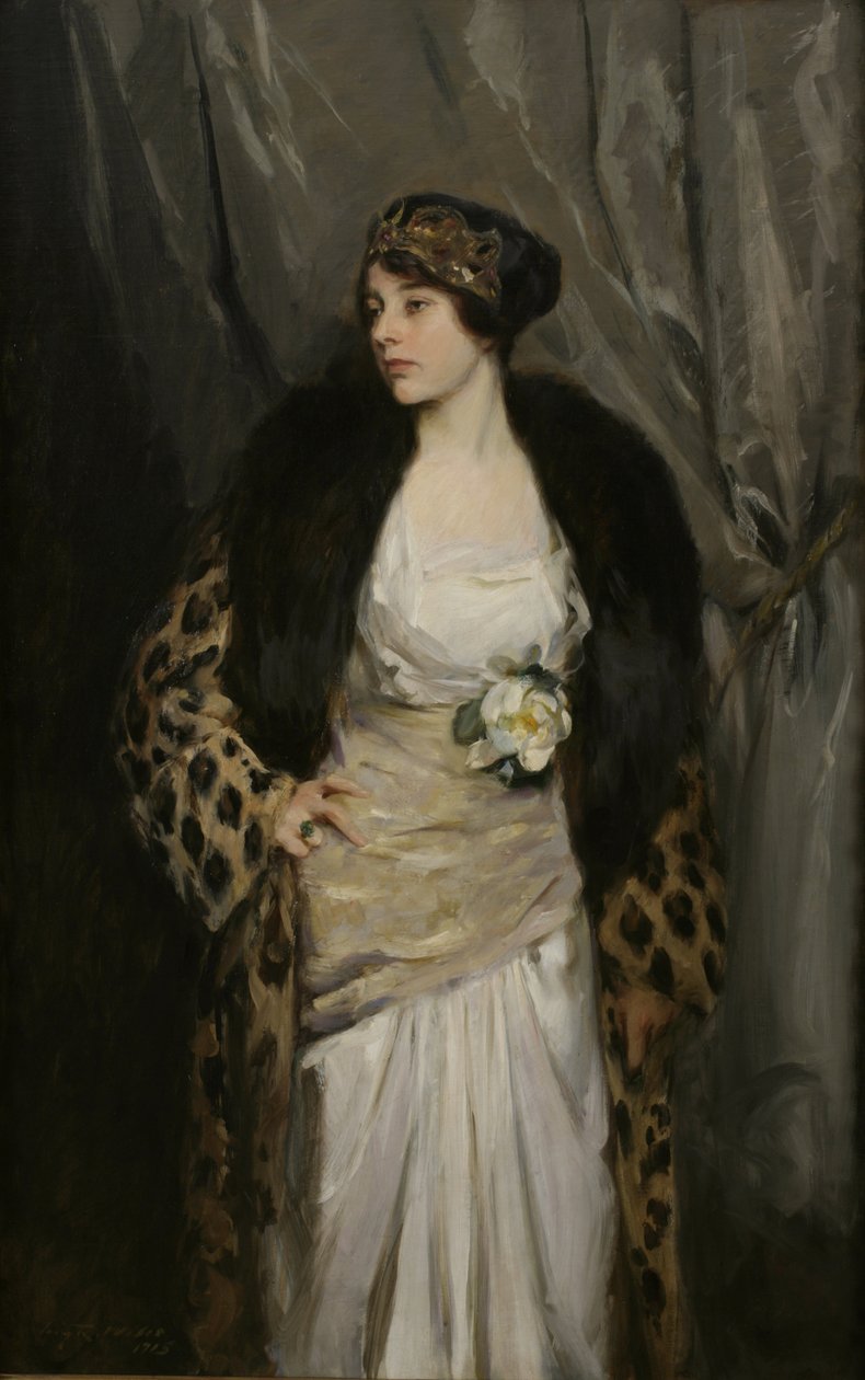 Gladys Wiles v leopardím kabátu (Leopardí kabát) od Irving Ramsay Wiles
