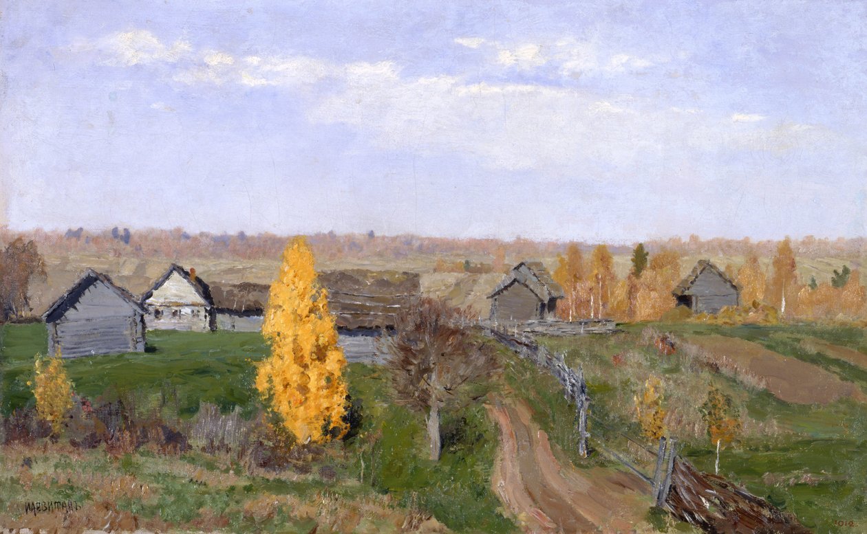 Zlatý podzim. Slobodka od Isaak Ilyich Levitan