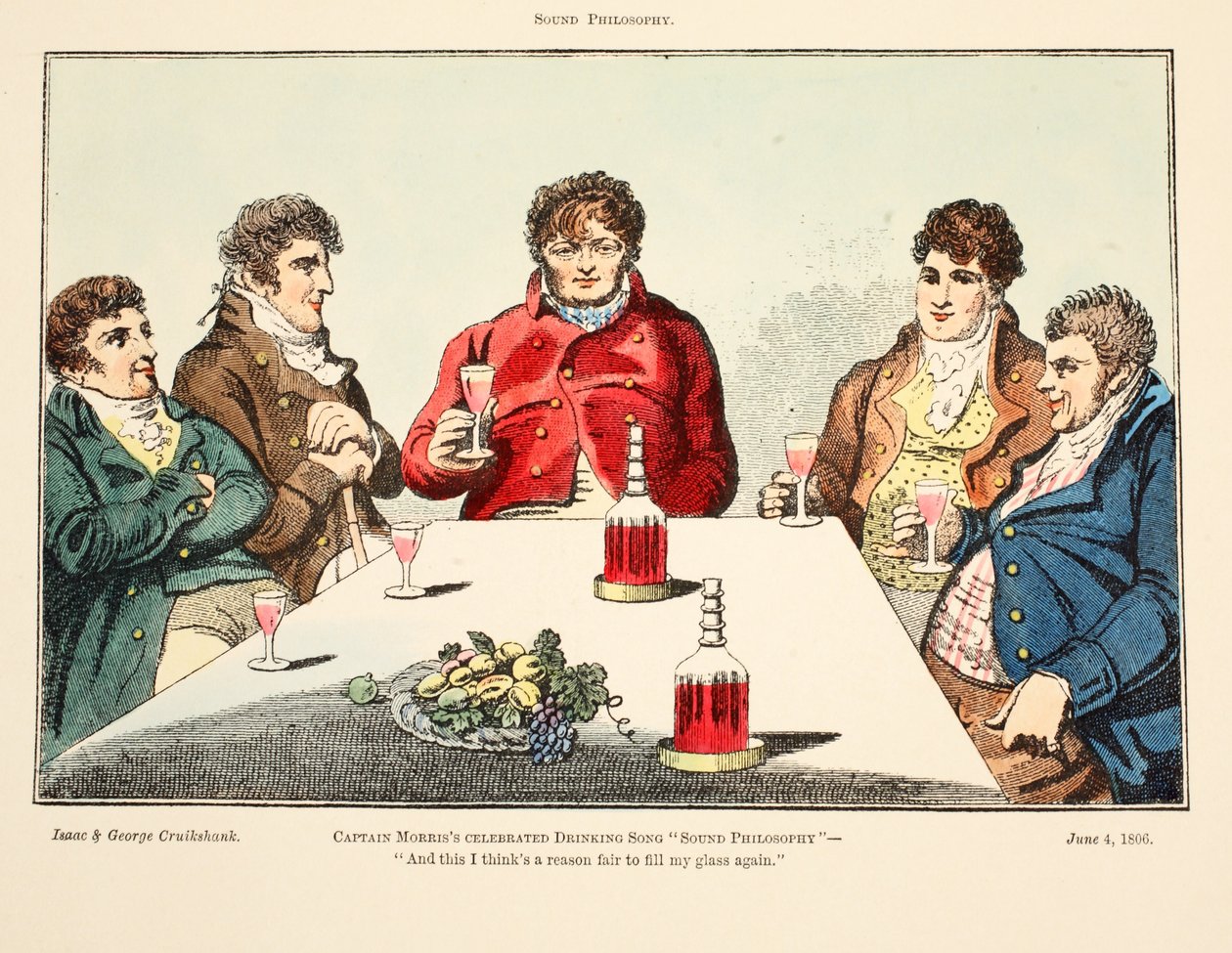 Sound Philosophy, 1806 (ručně kolorovaná rytina) od Isaac, Robert and George Cruikshank