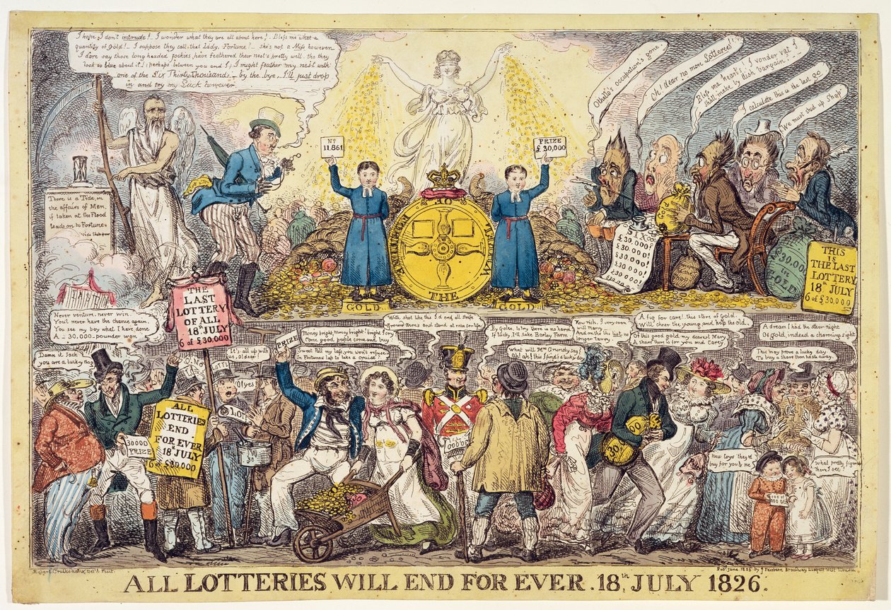 Konec loterie, 1826 od Isaac Robert Cruikshank