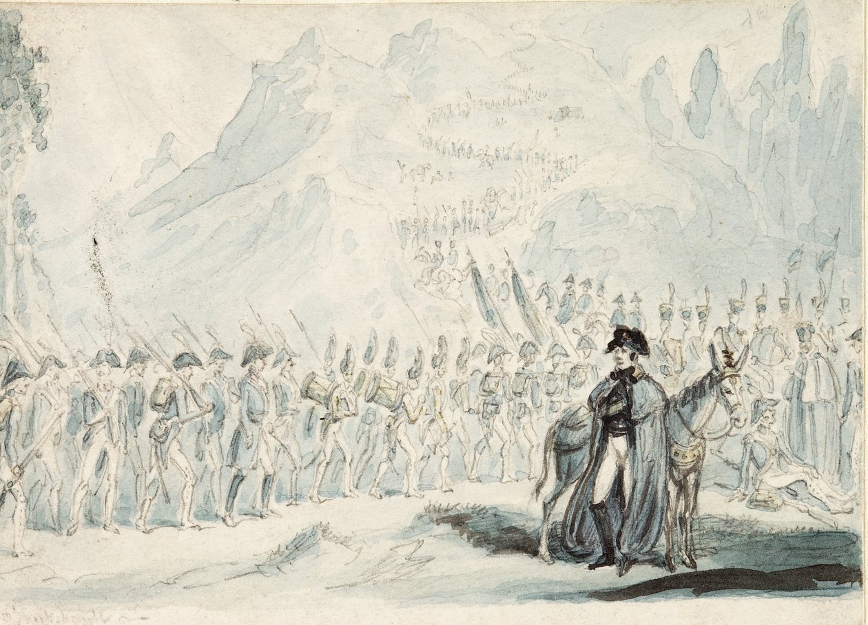 Wellington v Pyrenejích se svým Mezkem od Isaac Robert Cruikshank