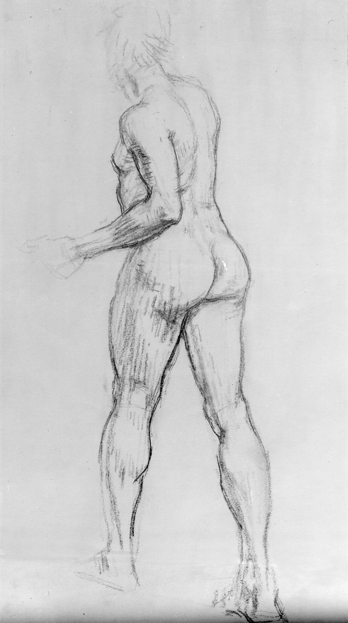 Studie nahé ženy, 1915 (uhl na papíře) od Isaac Rosenberg