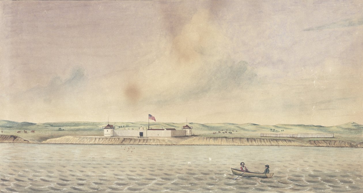Fort Union, Missouri, 1843 (wc, inkoust a grafit na papíře) od Isaac Sprague