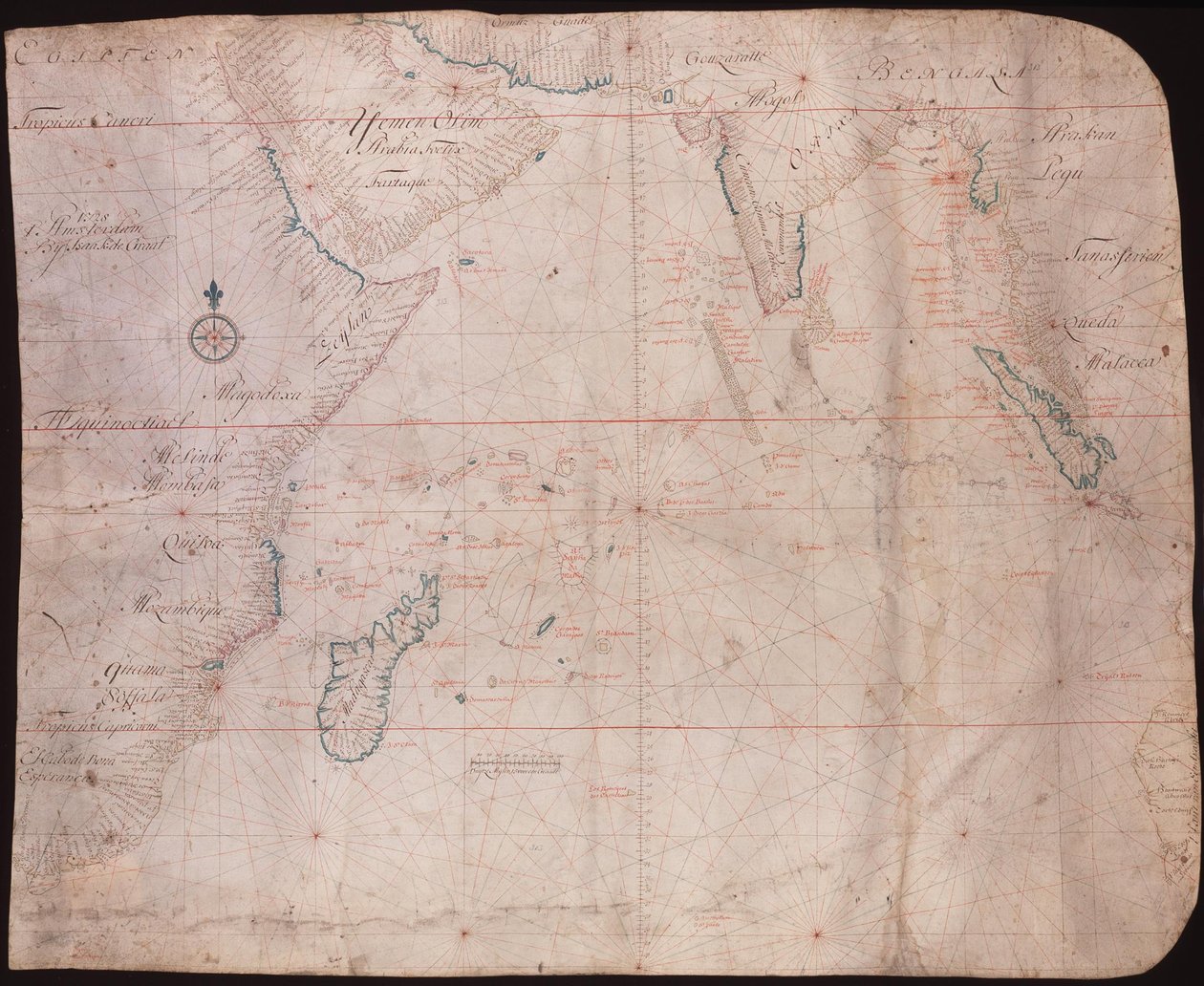 Mapa východní Afriky a Asie od Isaac de Graaff