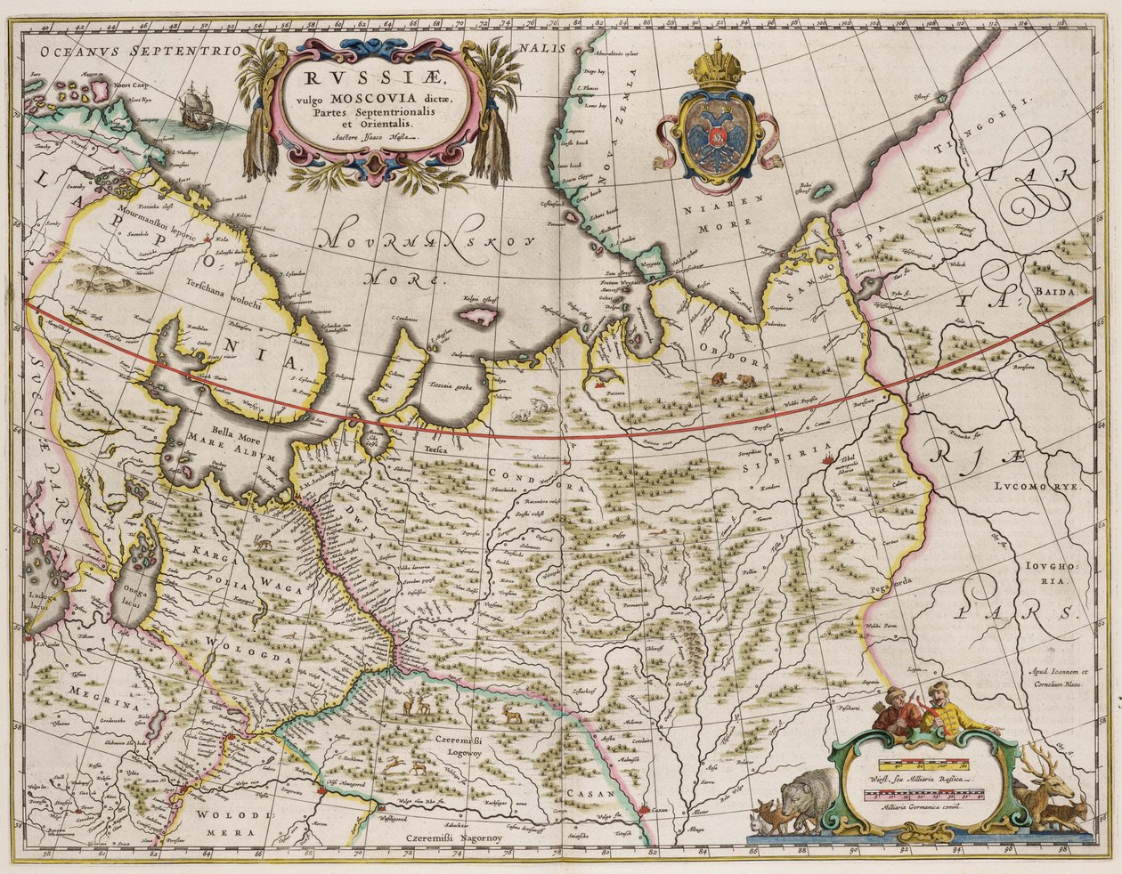 Mapa Ruska Od: Sever a Východ, 30. léta 17. století od Isaac Abrahamsz. Massa