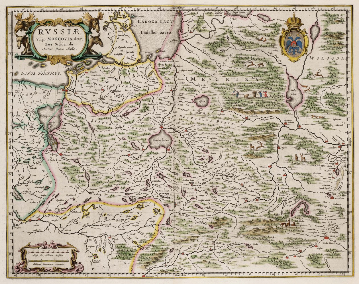 Mapa západního Ruska Z: Severní a východní části, 1664 od Isaac Abrahamsz. Massa