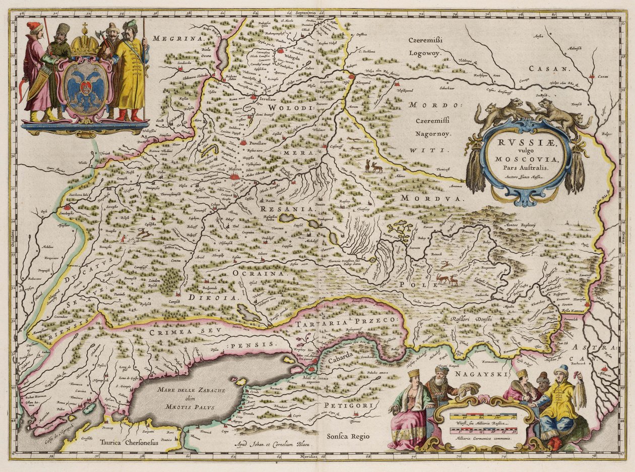 Mapa jižního Ruska z: Severní a východní části, 1664 od Isaac Abrahamsz. Massa