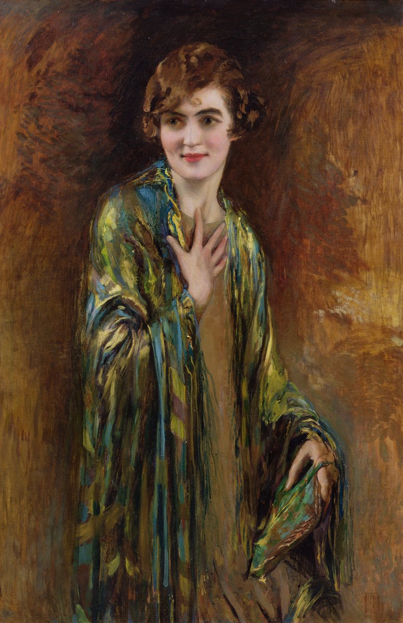 Portrét dívky se zeleným šátkem, kolem roku 1920 od Isaac Cohen