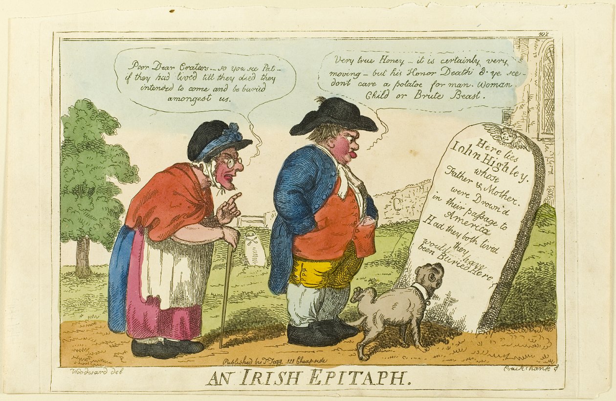 Irský epitaf od Isaac Cruikshank