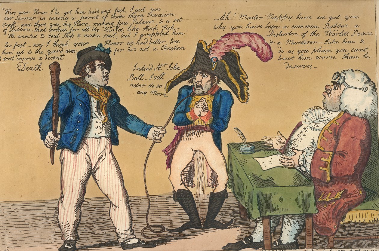 Plena ve vleku, 1803 (ručně kolorovaný lept) od Isaac Cruikshank