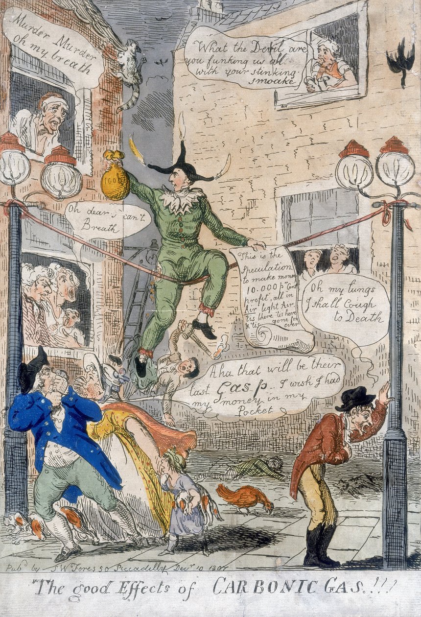 The Good Effects of Carbonic Gas!, 1807 (ručně kolorovaná rytina) od Isaac Cruikshank
