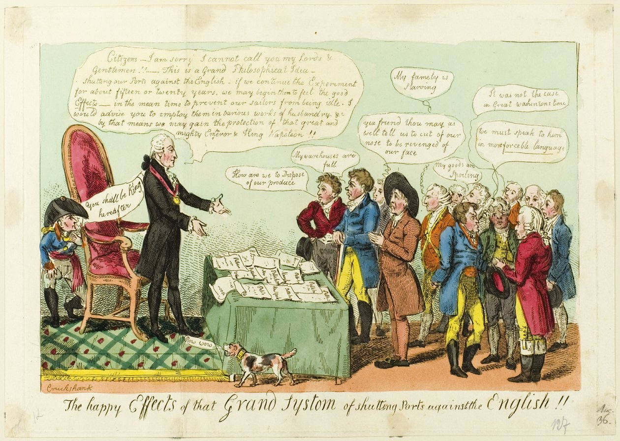 Šťastné účinky tohoto velkého systému zavírání přístavů proti Angličanům!! od Isaac Cruikshank