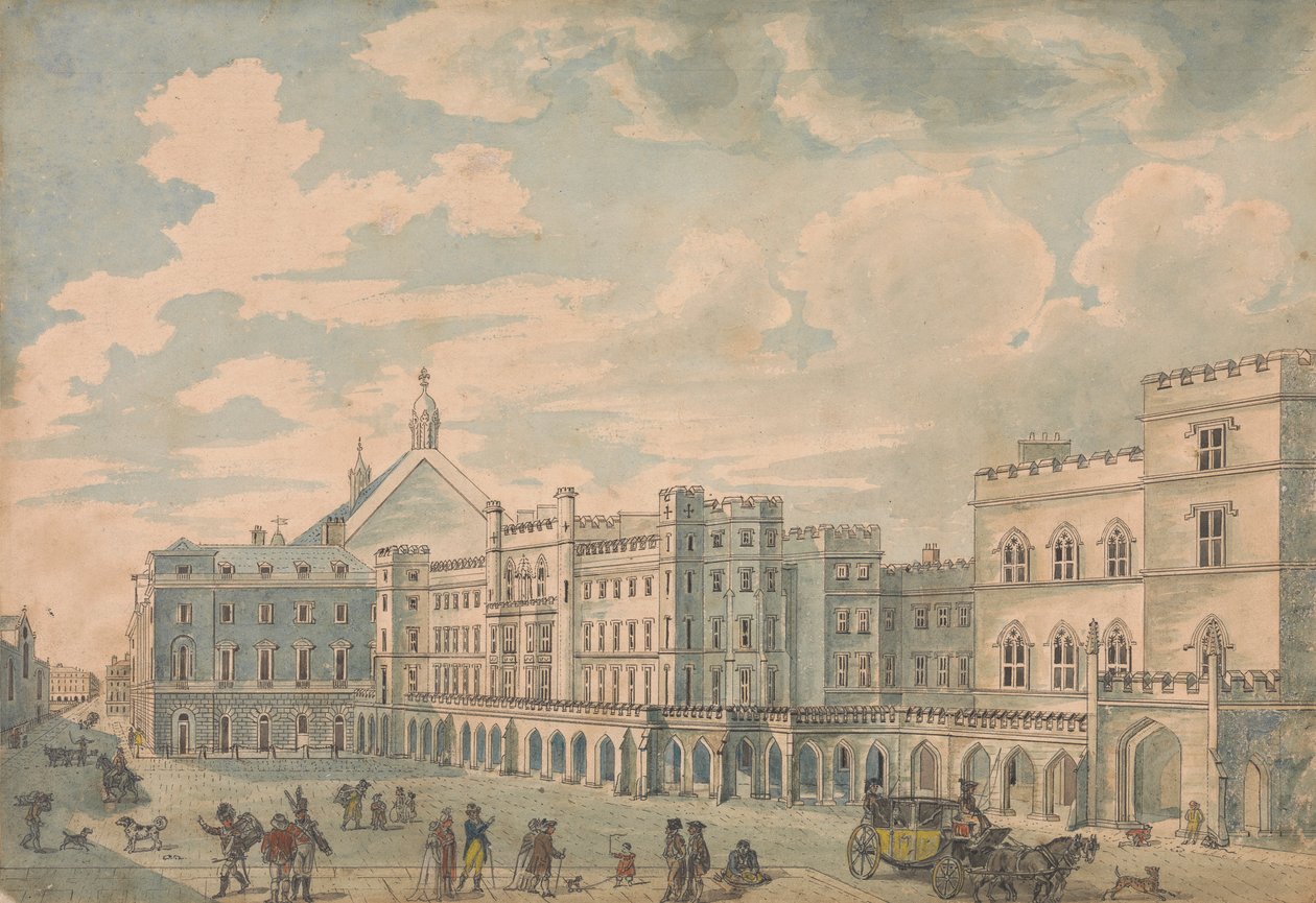 Pohled na Sněmovny lordů a Commons z Old Palace Yard od Isaac Cruikshank