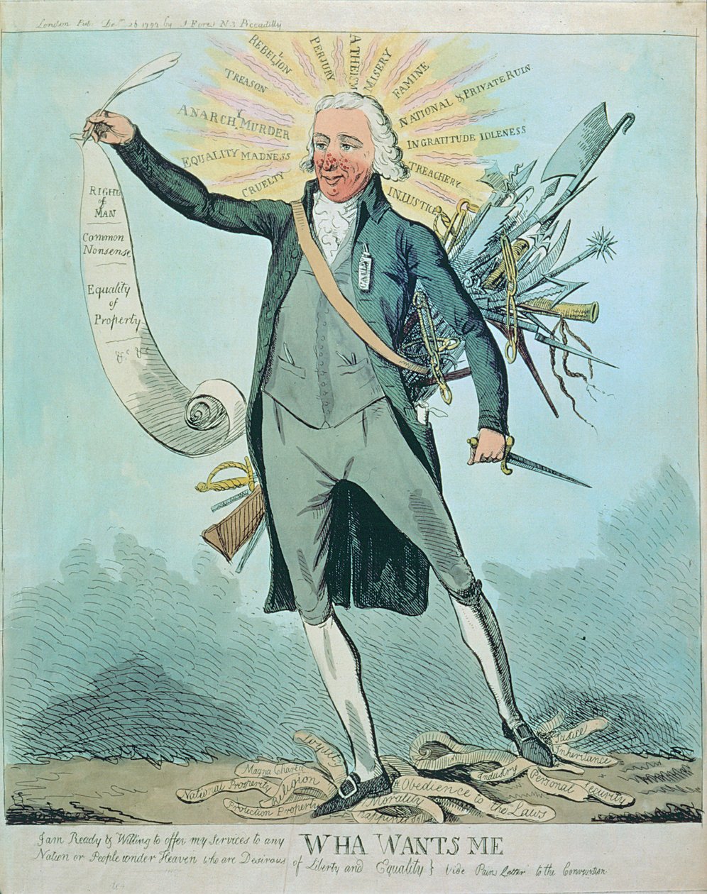 "Wha Wants Me", karikatura Tom Paine and the Rights of Man a Common Sense od Isaaca Cruikshanka (1756-1811/16) od Isaac Cruikshank