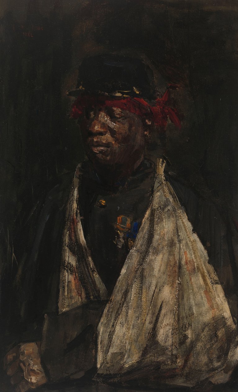 Portrét zraněného vojáka KNIL Portrét vojáka KNIL Kees Pop od Isaac Israels (signed by artist)