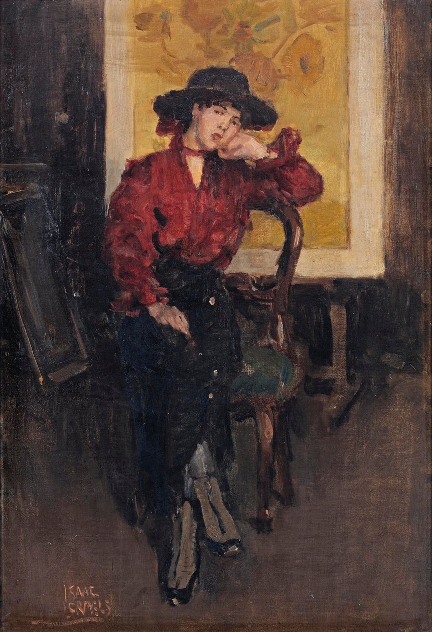 Elegantní dáma pózující před slunečnicemi Vincenta van Gogha, asi 1916-20 (olej na plátně) od Isaac Israels