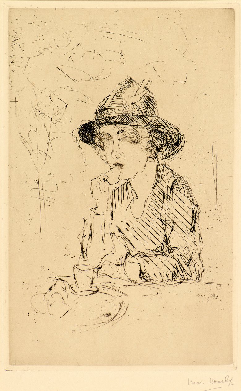 Dame aan ontbijttafel [dáma u snídaňového stolu] (lept) od Isaac Israels