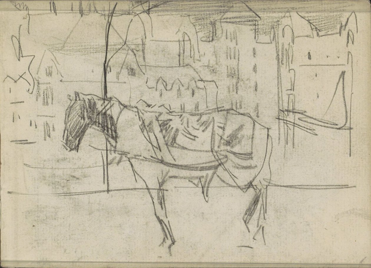 Panoráma města s koněm od Isaac Israels