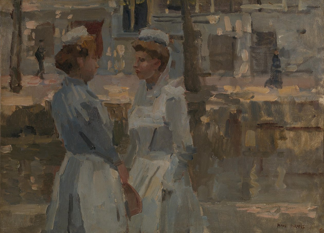 Dvě služebné u kanálu od Isaac Israels