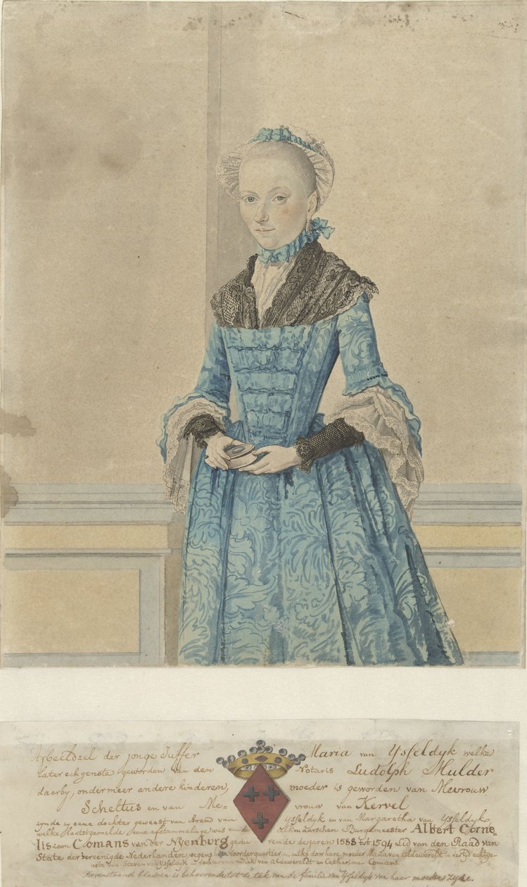 Portrét Marie van IJsseldijk, stojící koleno od Isaac Lodewijk la Fargue van Nieuwland