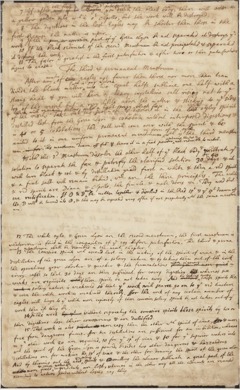 The Hunting of the Green Lyon, verso, c.1700 od Isaac Newton