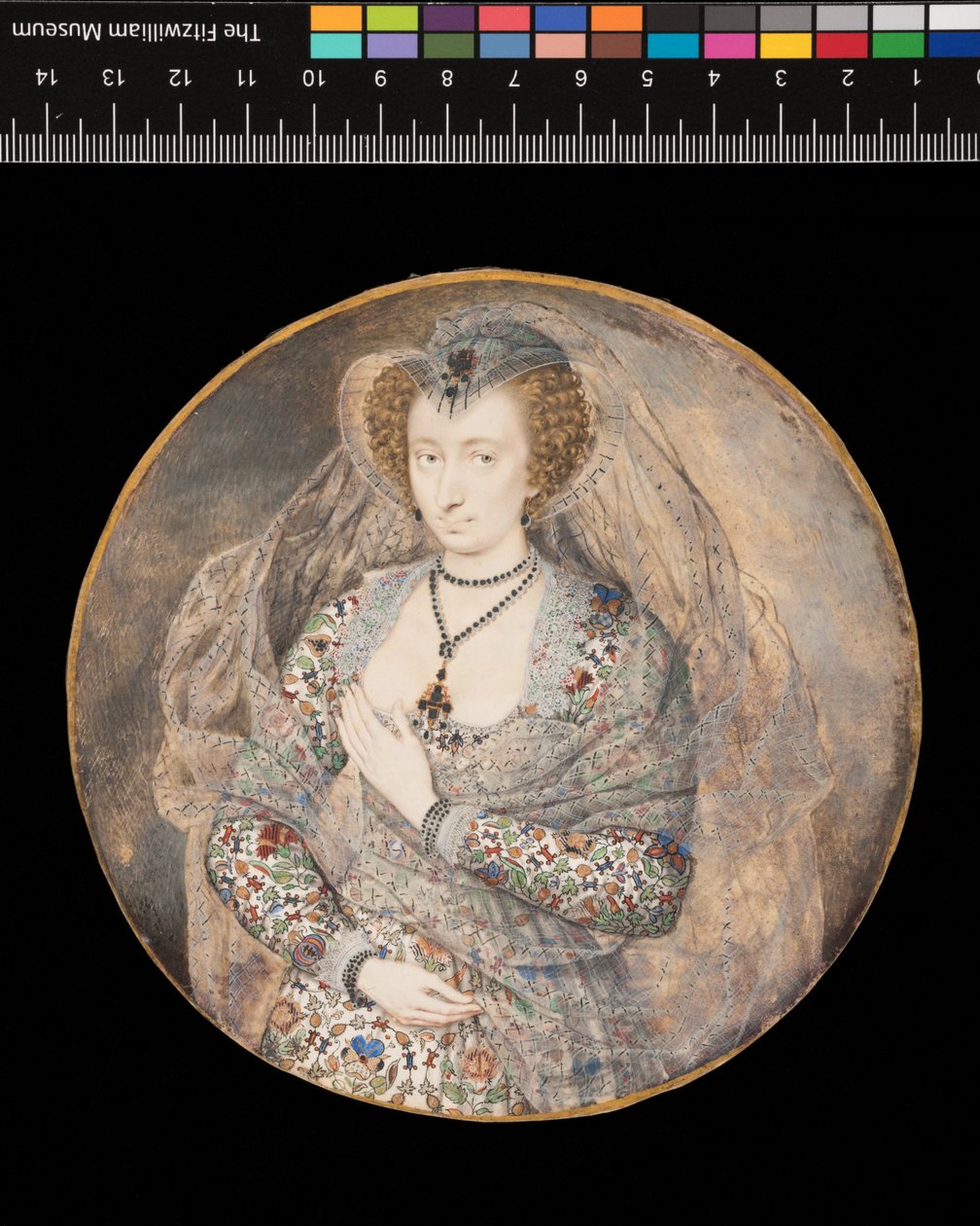 Miniatura. Neznámá dáma. Lucy Haringtonová, hraběnka z Bedfordu (dřívější titul), kolem roku 1605 (akvarel a bodycolor na kartě) od Isaac Oliver