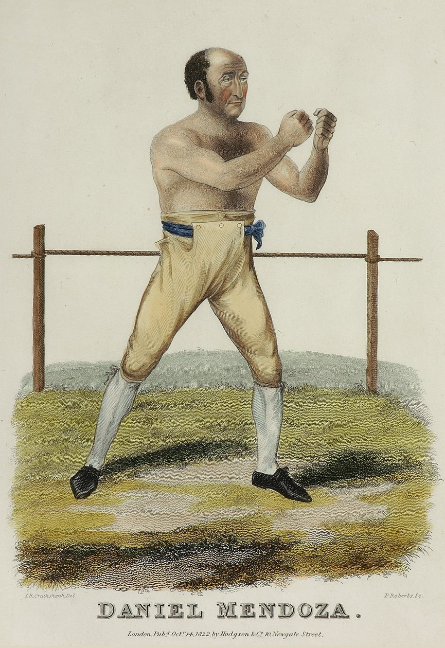 Daniel Mendoza, ryl P. Roberts, vydáno 1822 (barevná rytina) od Isaac Robert (after) Cruikshank