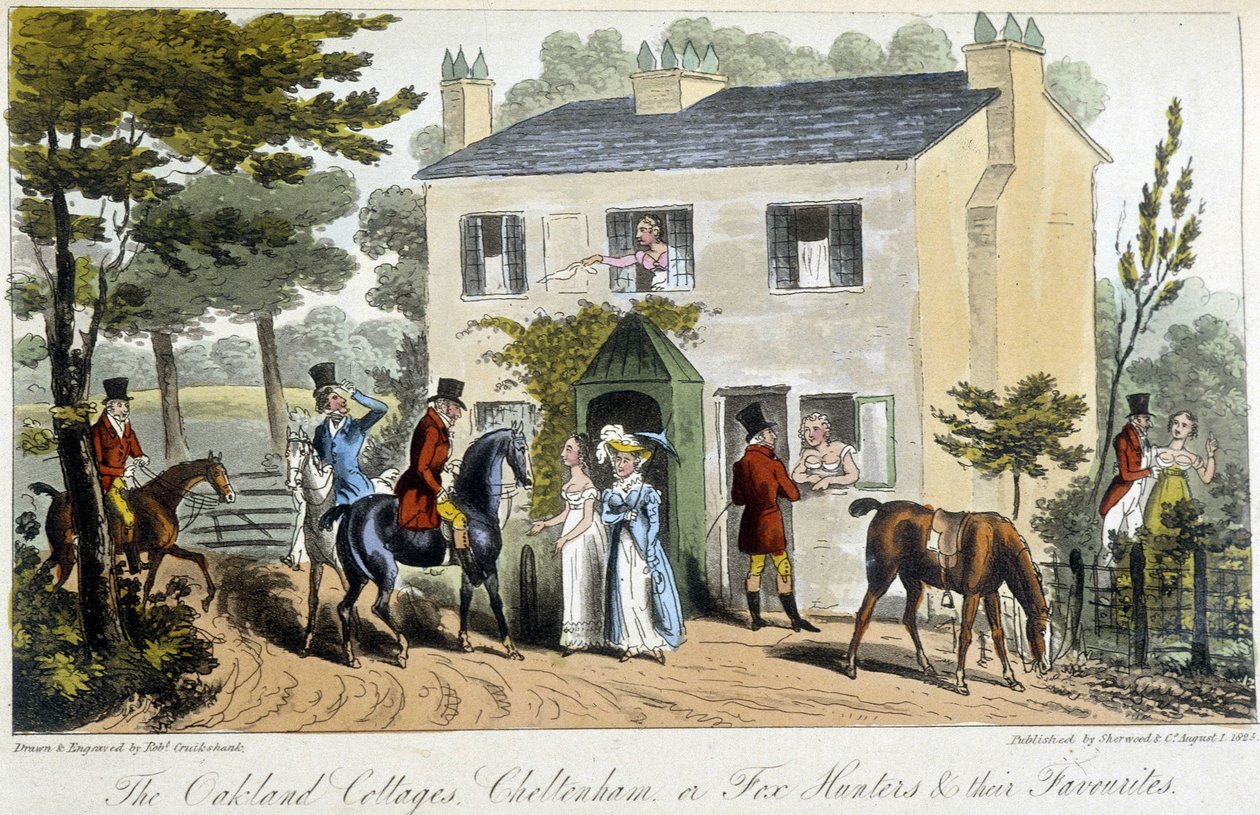 Bordel na anglickém venkově - v „“The English spy”” od Charlese Molloye Westmacotta, nemocného. od Roberta Cruikshanka, Londýn od Isaac Robert Cruikshank