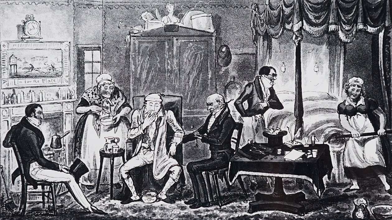 Muž, který trpí následky nadměrného požitkářství od Isaac Robert Cruikshank