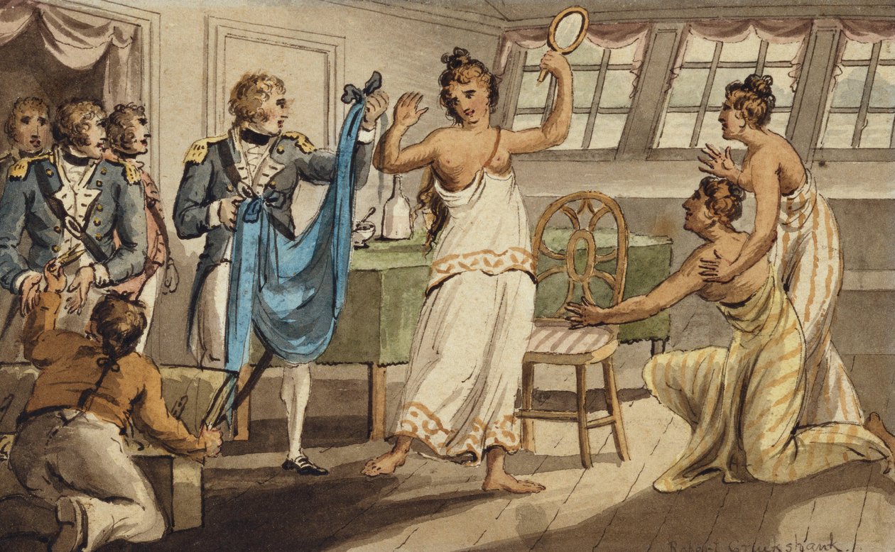 Otahitiano“, z Cest kapitána Cooka od Isaac Robert Cruikshank