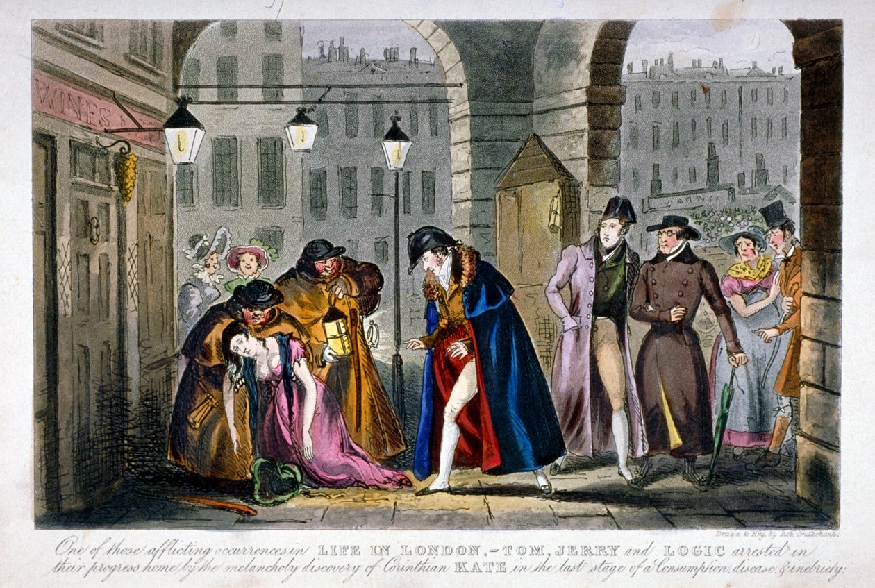 Scéna v Covent Garden, Westminster, Londýn, 1830 od Isaac Robert Cruikshank