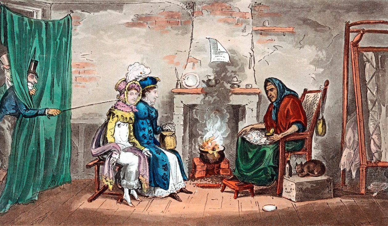 Návštěva kartářky, počátek 19. století od Isaac, Robert and George Cruikshank