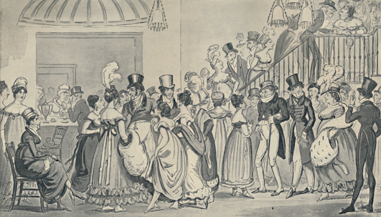 V Saloonu v Covent Garden, 1821, 1920. Umělci: Isaac Robert Cruikshank, George Cruikshank. od Isaac, Robert and George Cruikshank