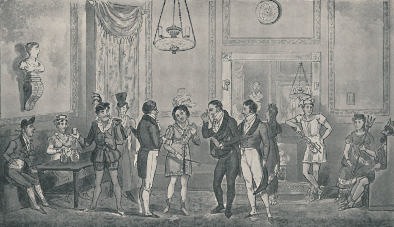 The Green Room at Drury Lane Theatre, 1821, 1920. Umělci: Isaac Robert Cruikshank, George Cruikshank. od Isaac, Robert and George Cruikshank
