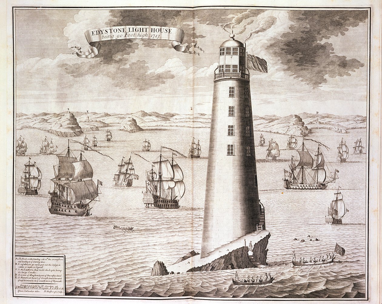 Eddystone Lighthouse, vyrytý Hendrickem Hulsberghem, 1713 (viz také 40669) od Isaac Sailmaker