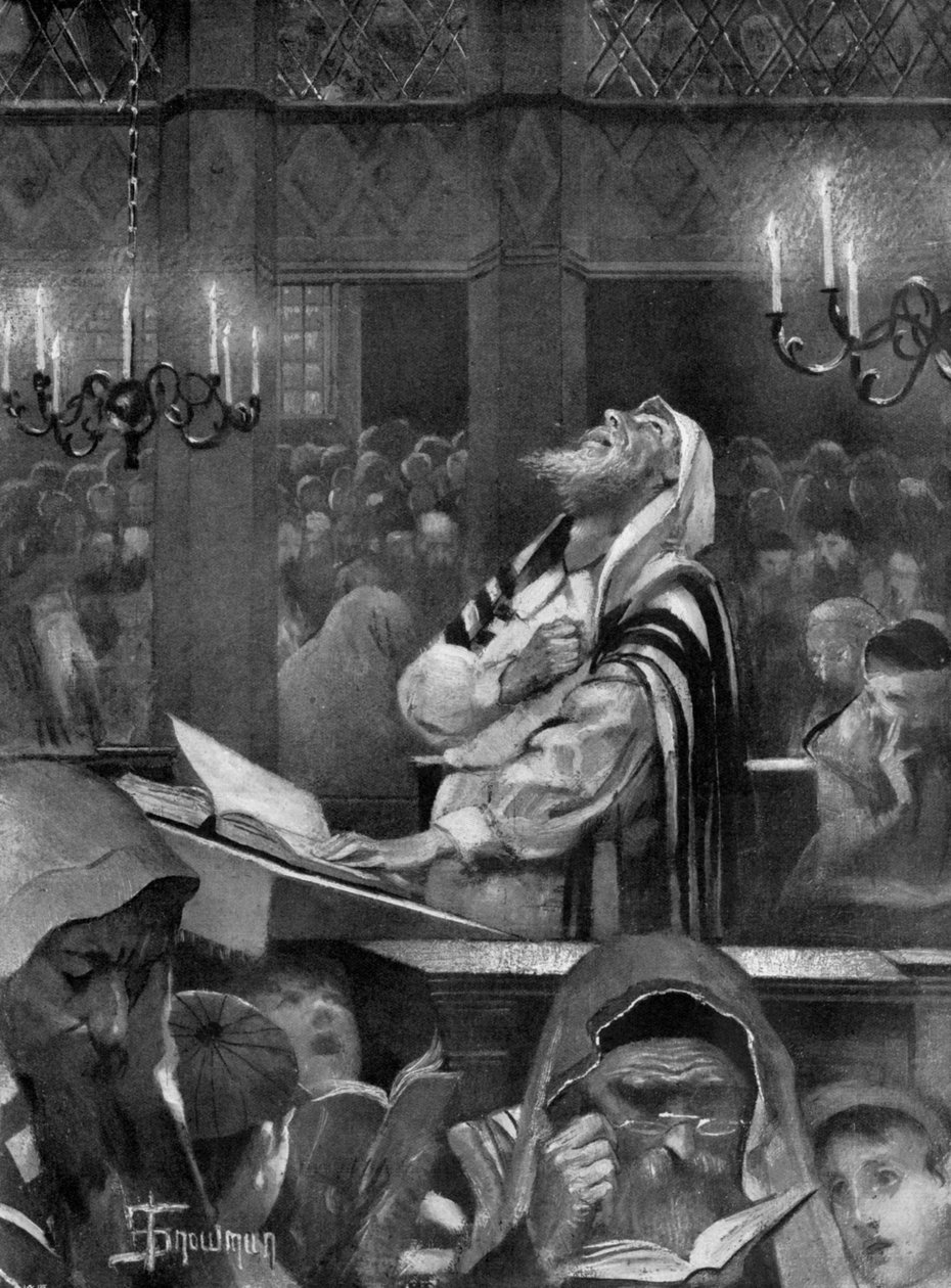 Scéna v synagoze, velký den smíření, 6. října 1897 od Isaac Snowman