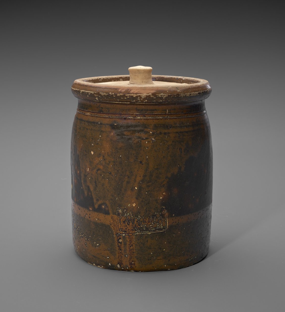 Sklenice s víkem, c. 1873-1882 (glazovaná kamenina) od Isaac Suttles Pottery