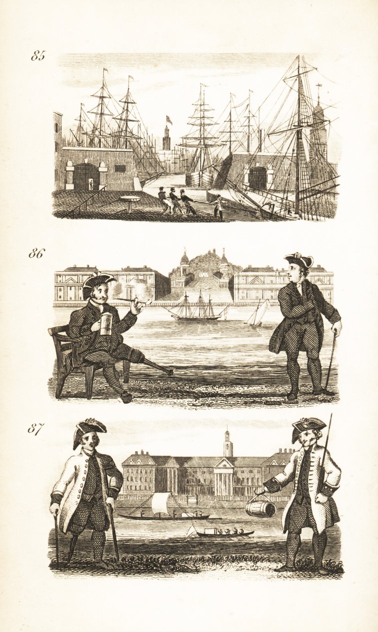 Londýnské doky, nemocnice Greenwich a nemocnice Chelsea od Isaac Taylor
