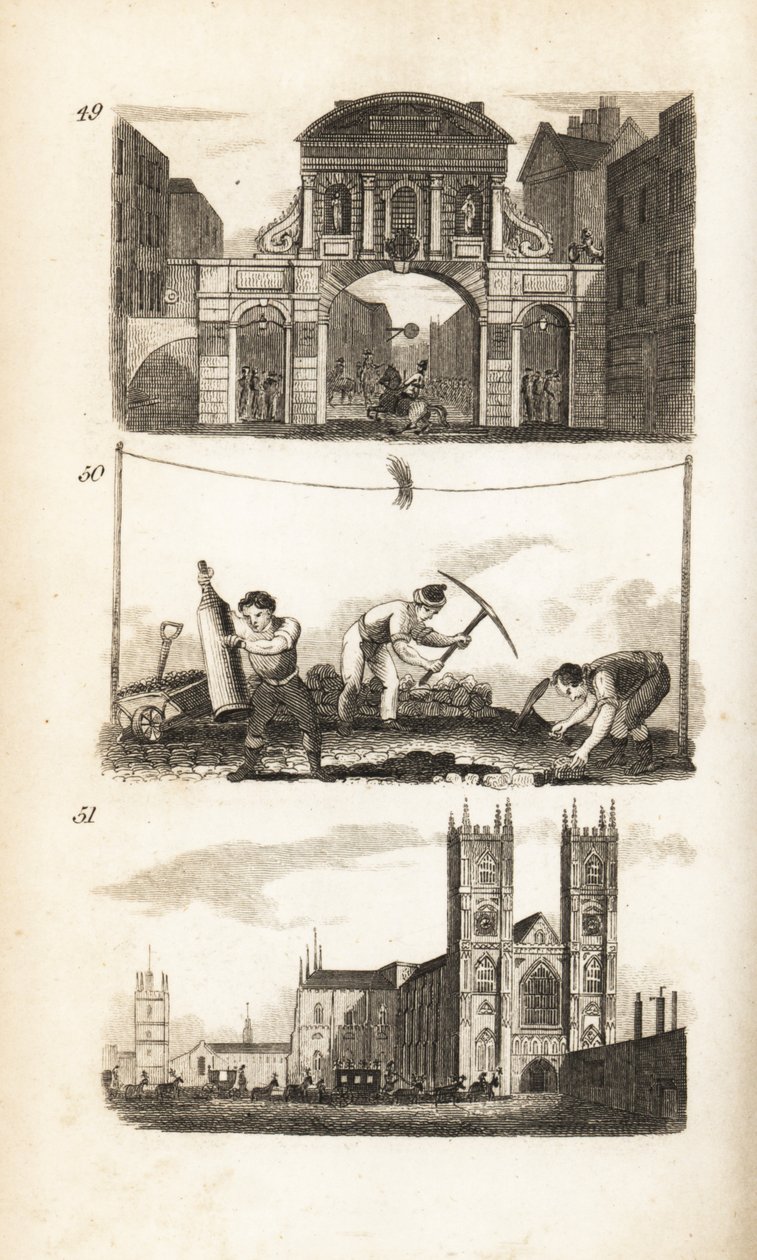 Temple Bar, Paviors a Westminsterské opatství od Isaac Taylor