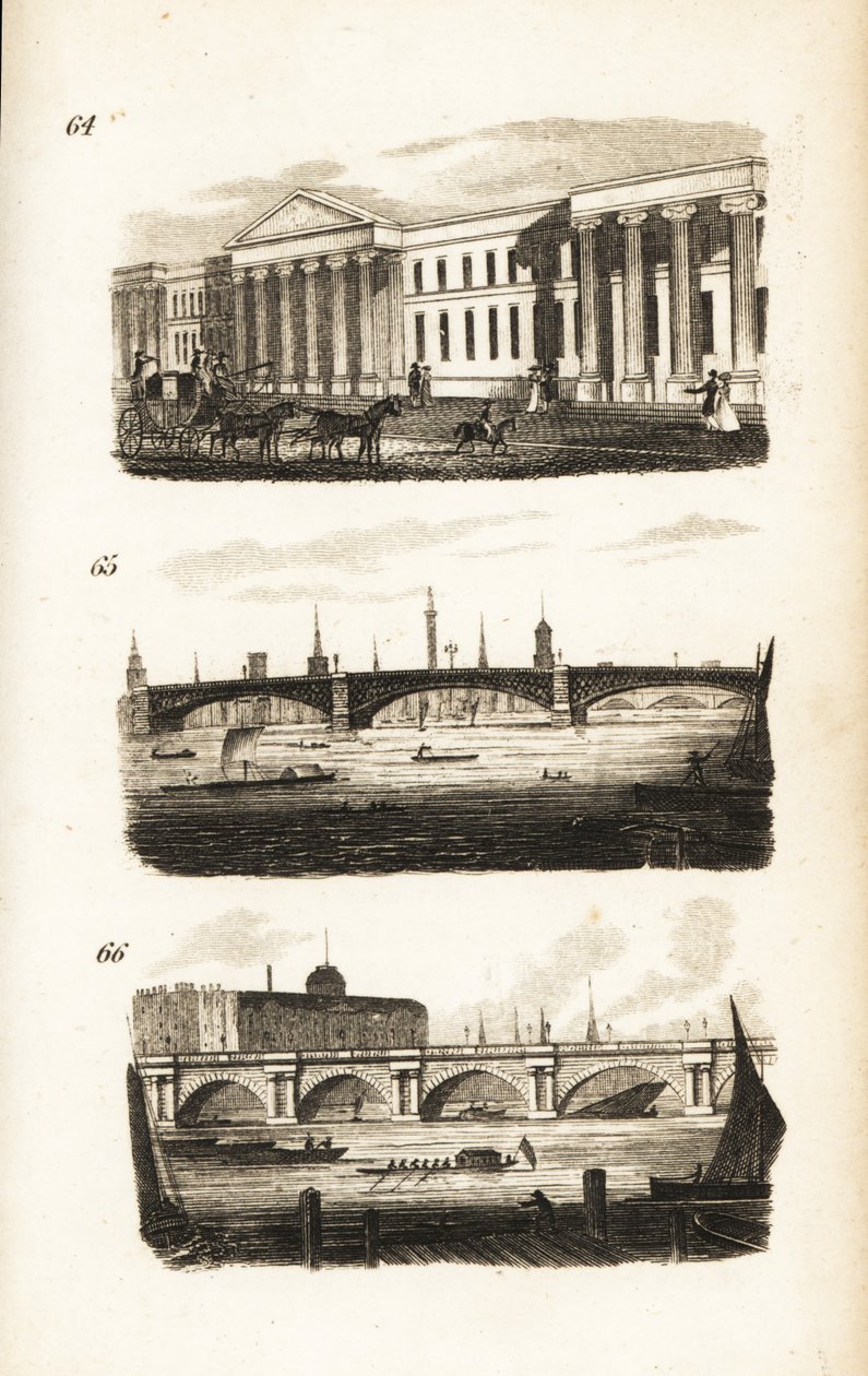 The General Post-Office, Southwark Bridge a Waterloo Bridge od Isaac Taylor
