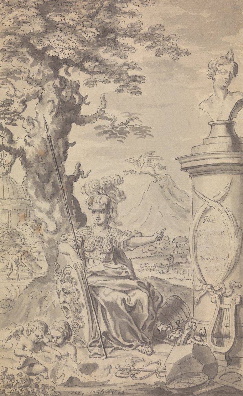 Časopis Town and Country - Frontispis pro rok 1769 (1. číslo tedy č. roč.) od Isaac Taylor