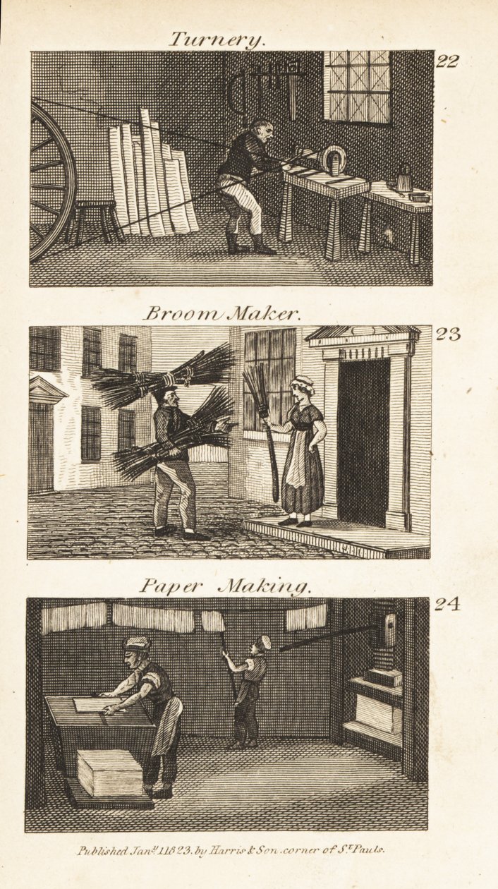 Obchody v Regency England: Soustružnictví, výrobce košťat a výroba papíru od Isaac Taylor