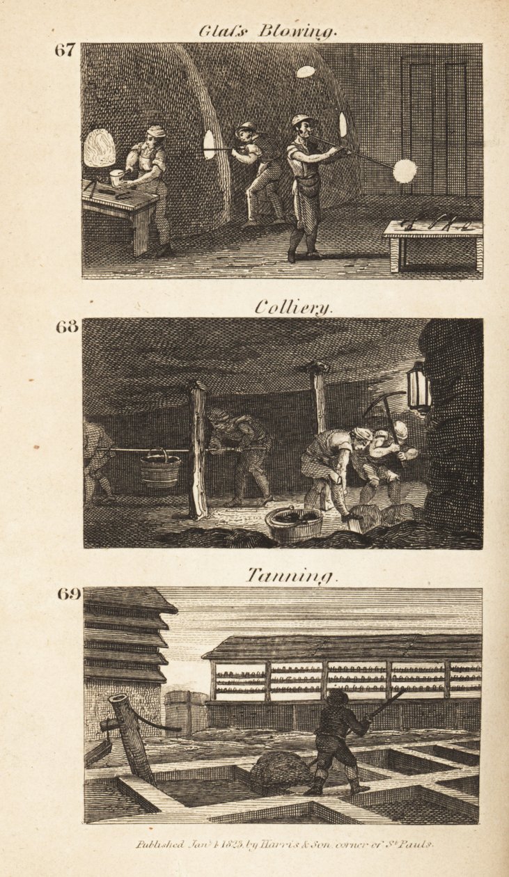 Živnosti v Regency England: foukání skla, důl a koželužství od Isaac Taylor