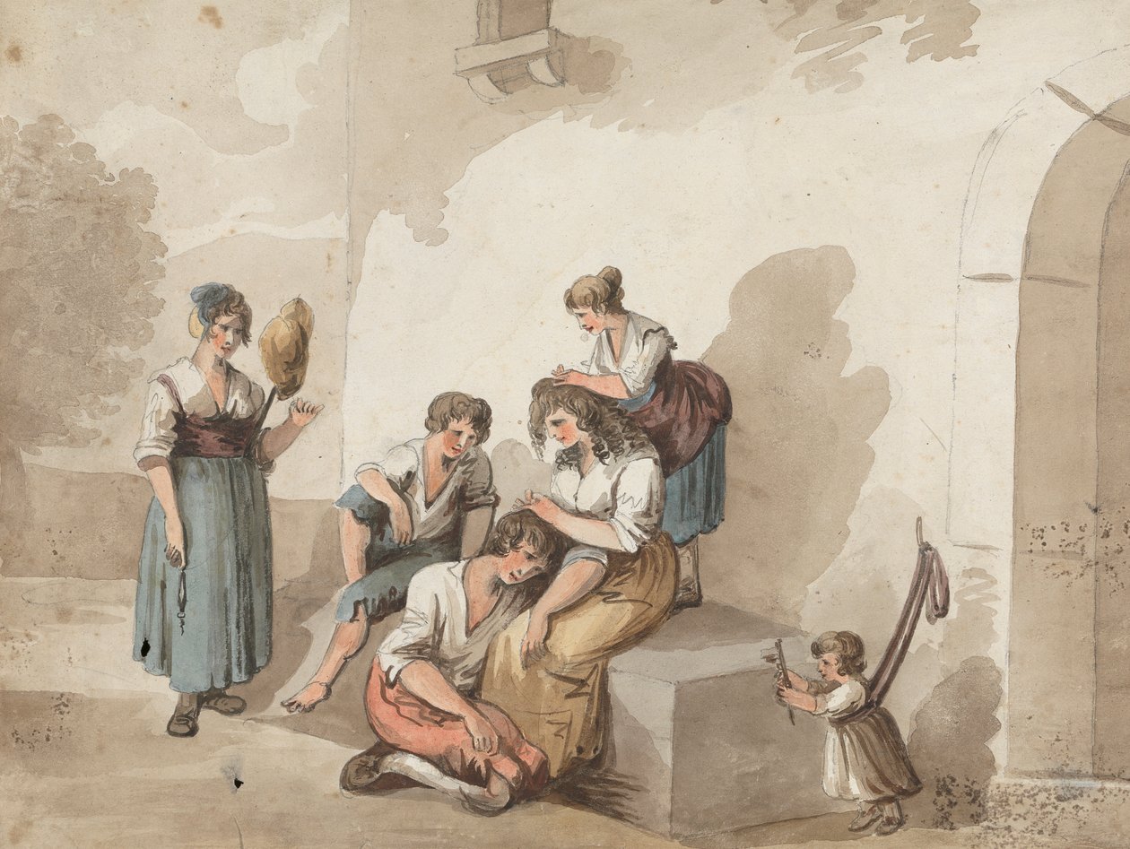 "Po Pinnelli" (Skupina rolníků mimo dům) od Isaac Weld