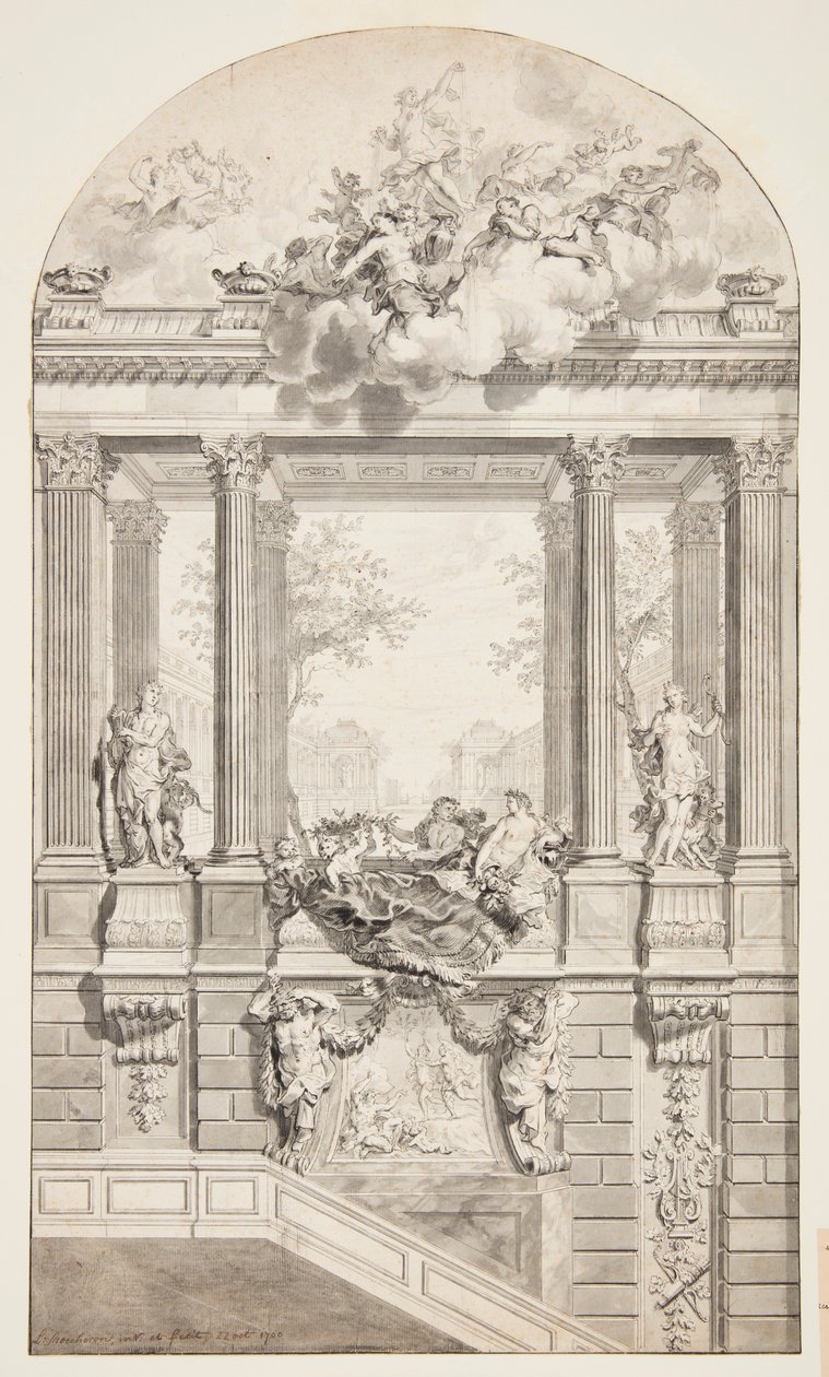 Design pro schodiště, hrad Voorst, Haag, Nizozemsko od Isaac de Moucheron