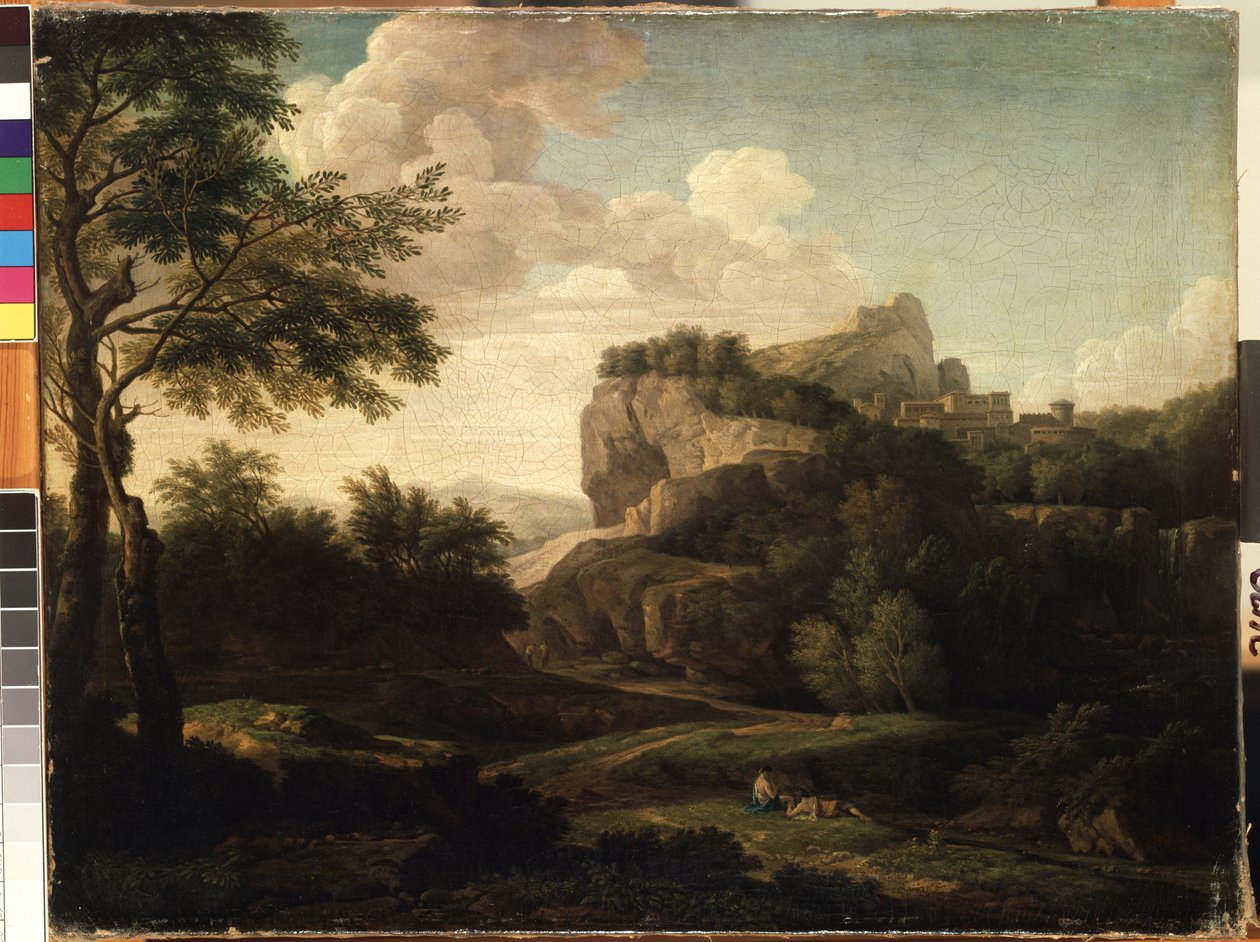 Obraz ""Krajina"" od Isaaca de Moucheron (1667-1744) Muzeum výtvarného umění Mikalojus Konstantinas Ciurlionis z 18. století, Kaunas, Litva od Isaac de Moucheron