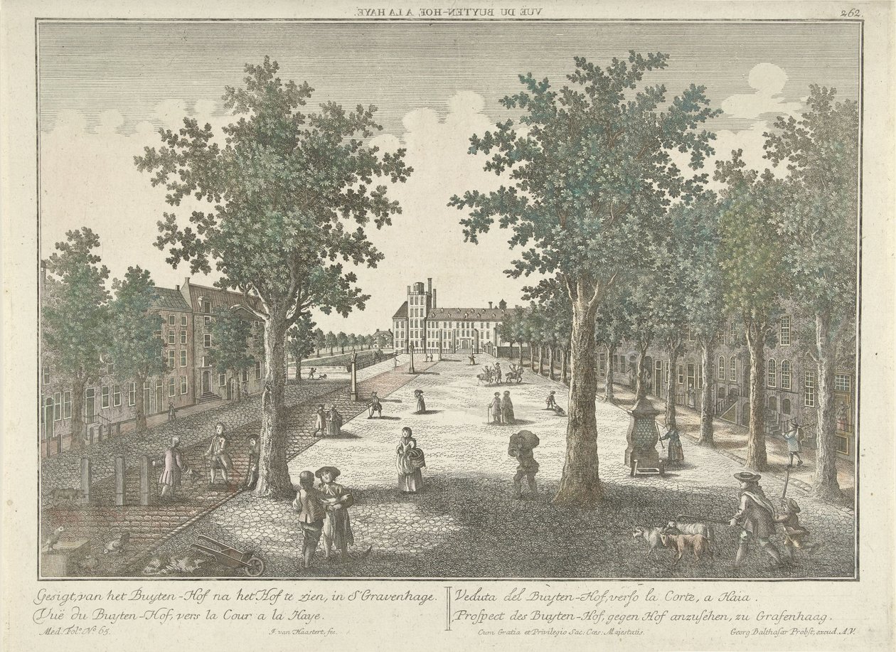 Pohled na Buitenhof v Haagu Vue du Buyten-Hof, a la Haye. (název na objektu) od Isaac van Haastert
