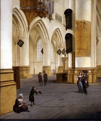 Pohled na jižní boční loď kostela sv. Bavo, Haarlem od Isaac van Nickele