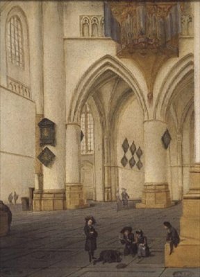 Pohled na jižní ambulantní kostel sv. Bavo, Haarlem od Isaac van Nickele